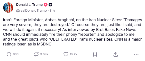 "Зробимо це знову": Трамп пригрозив Ірану новими ударами по ядерних об'єктах