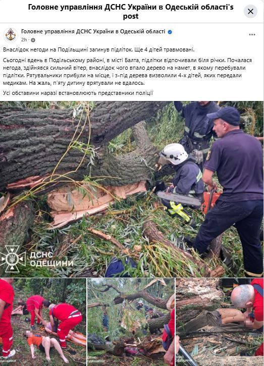В Одесской области в результате непогоды погиб подросток: еще четверо детей травмированы. Фото