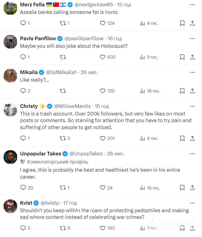 Американская певица шокировала "шуткой" об украинском воине, которого освободили из плена: чем это для нее обернулось