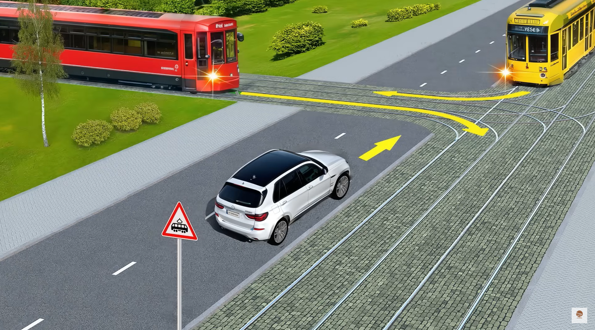 Якому трамваю має дати дорогу водій? Завдання з ПДР