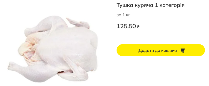 Ціна курячої тушки в Megamarket