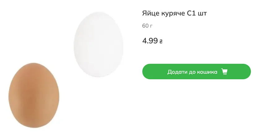 Ціни на яйця в Novus