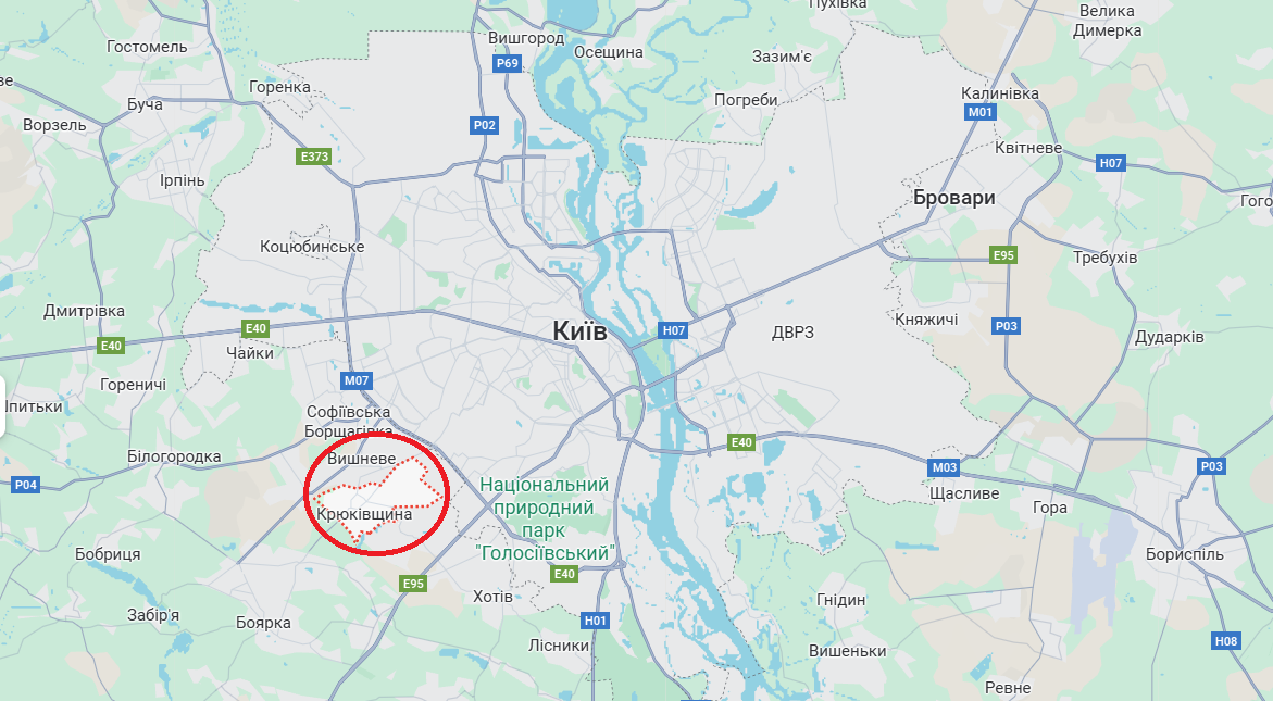 Где находится Крюковщина в Киевской области