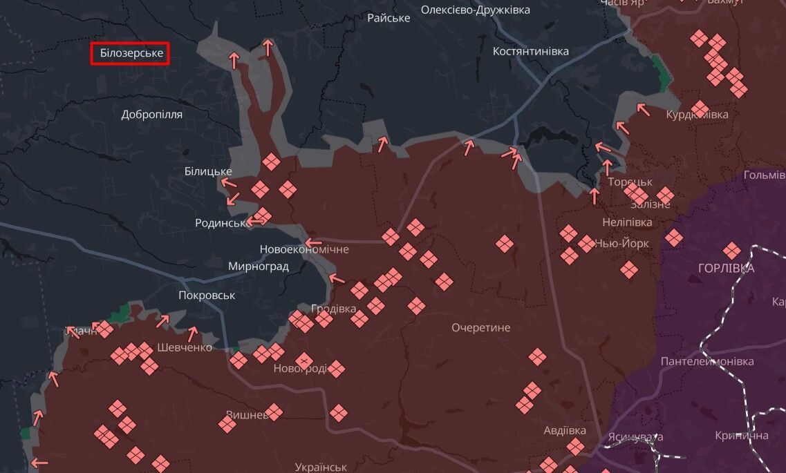 Белозерское – карта войны