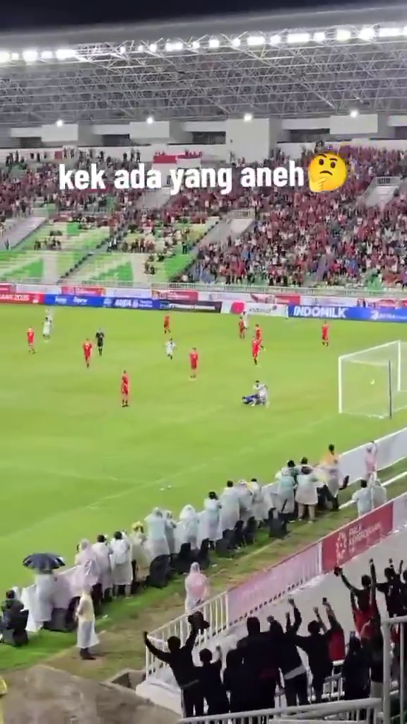 Футболист сборной Индонезии провалился в ров, празднуя гол. Видео