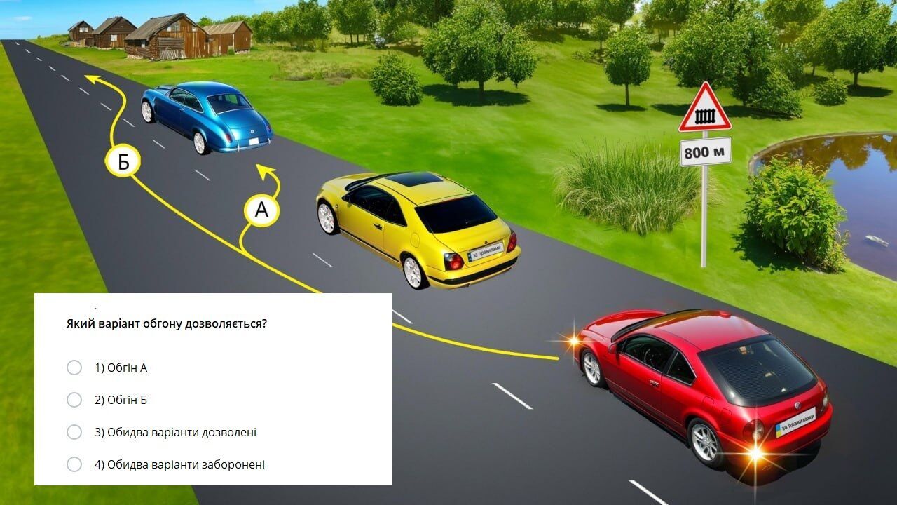 Який варіант обгону дозволено водієві? Завдання з ПДР в Україні