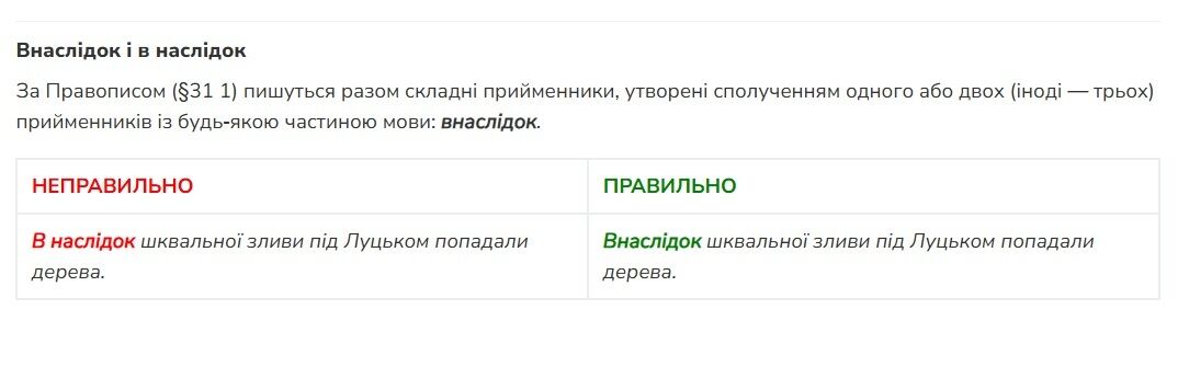 ''Внаслідок'' или ''в наслідок'': как писать на украинском правильно