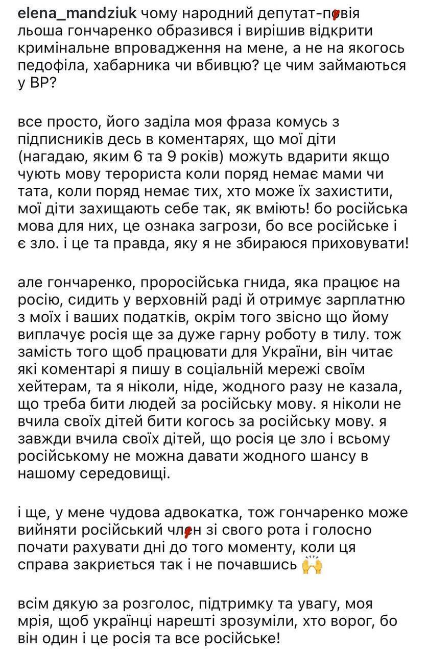 Щодо блогерки Олени Мандзюк відкрили кримінальне провадження: хто та в чому її звинувачує