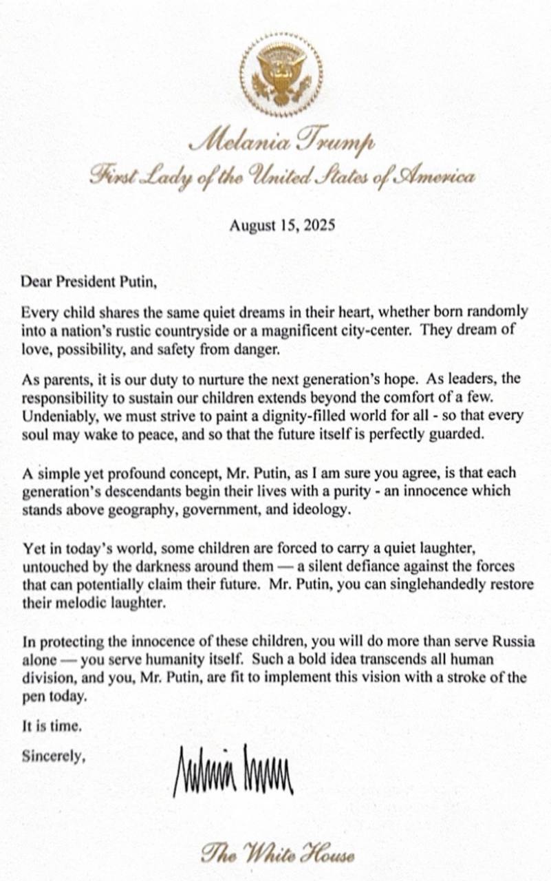 Зеленский передал Мелании Трамп письмо от первой леди Украины: о чем в нем говорится