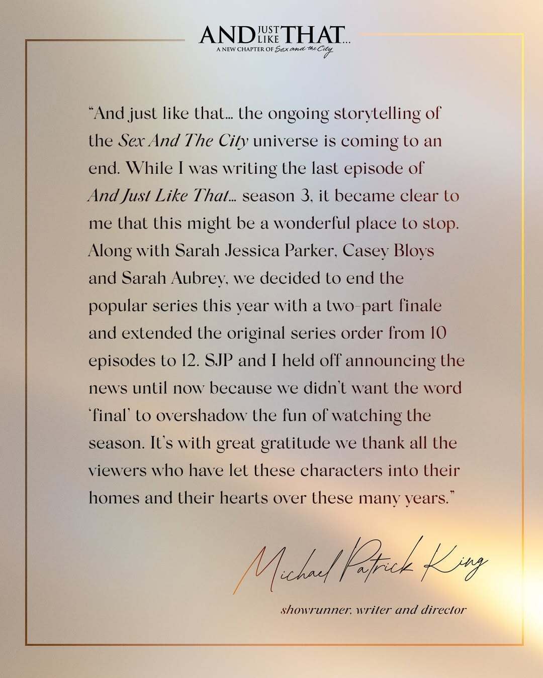 Сериал "И просто так..." официально закрыли после третьего сезона: Сара Джессика Паркер трогательно попрощалась с ролью Кэрри Брэдшоу