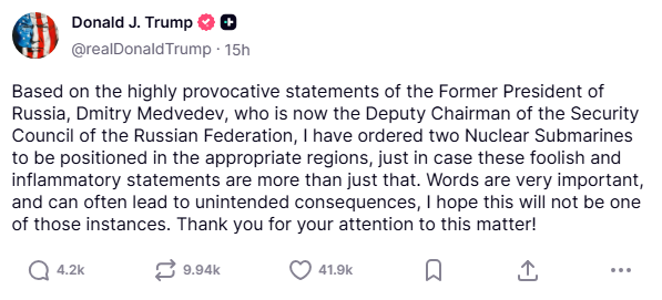 "Один из самых засекреченных маневров": в NYT объяснили нюанс с заявлением Трампа о перемещении атомных субмарин