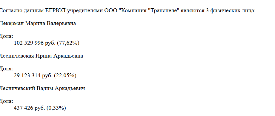 Выписка из российского реестра