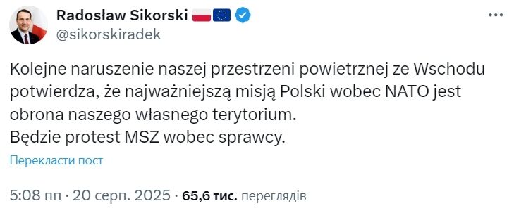 Дрон, который упал в поле, оказался российским "Шахедом" – МИД Польши