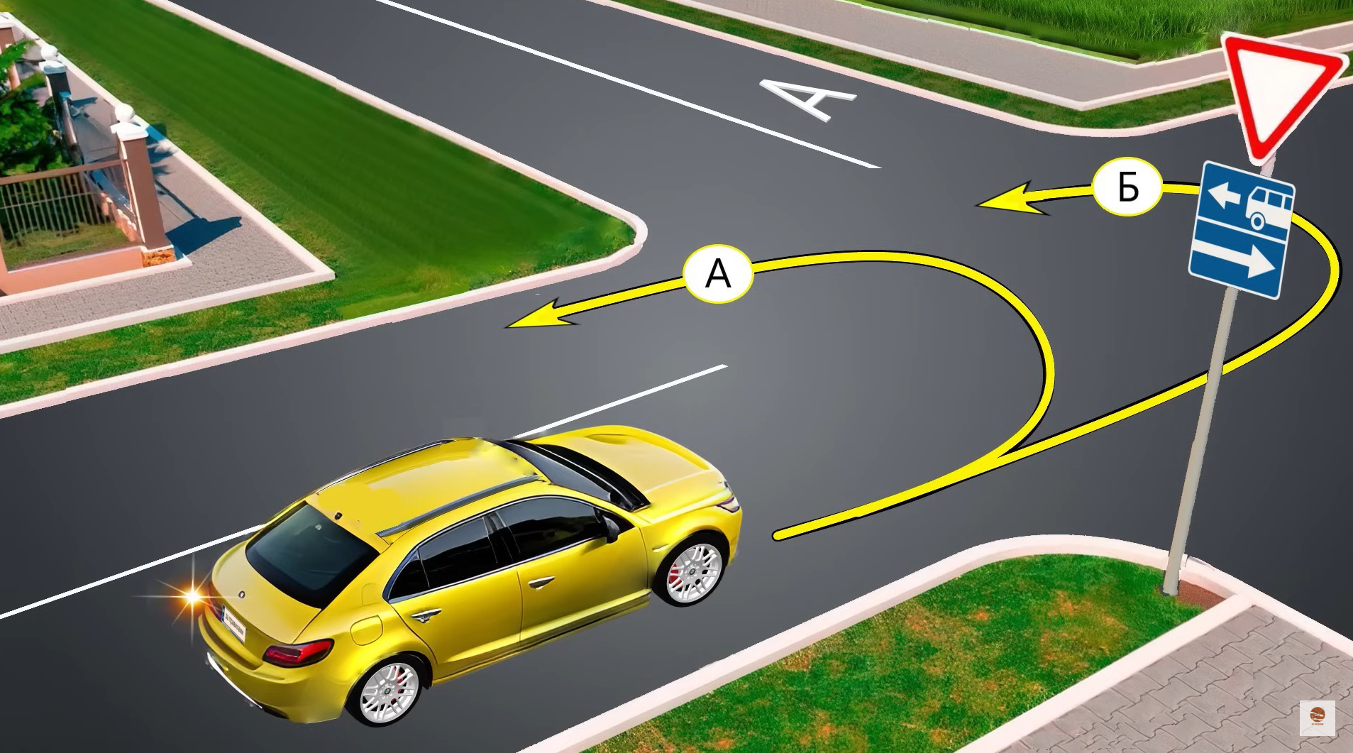 Какая траектория разворота разрешена? Тест на знание ПДД