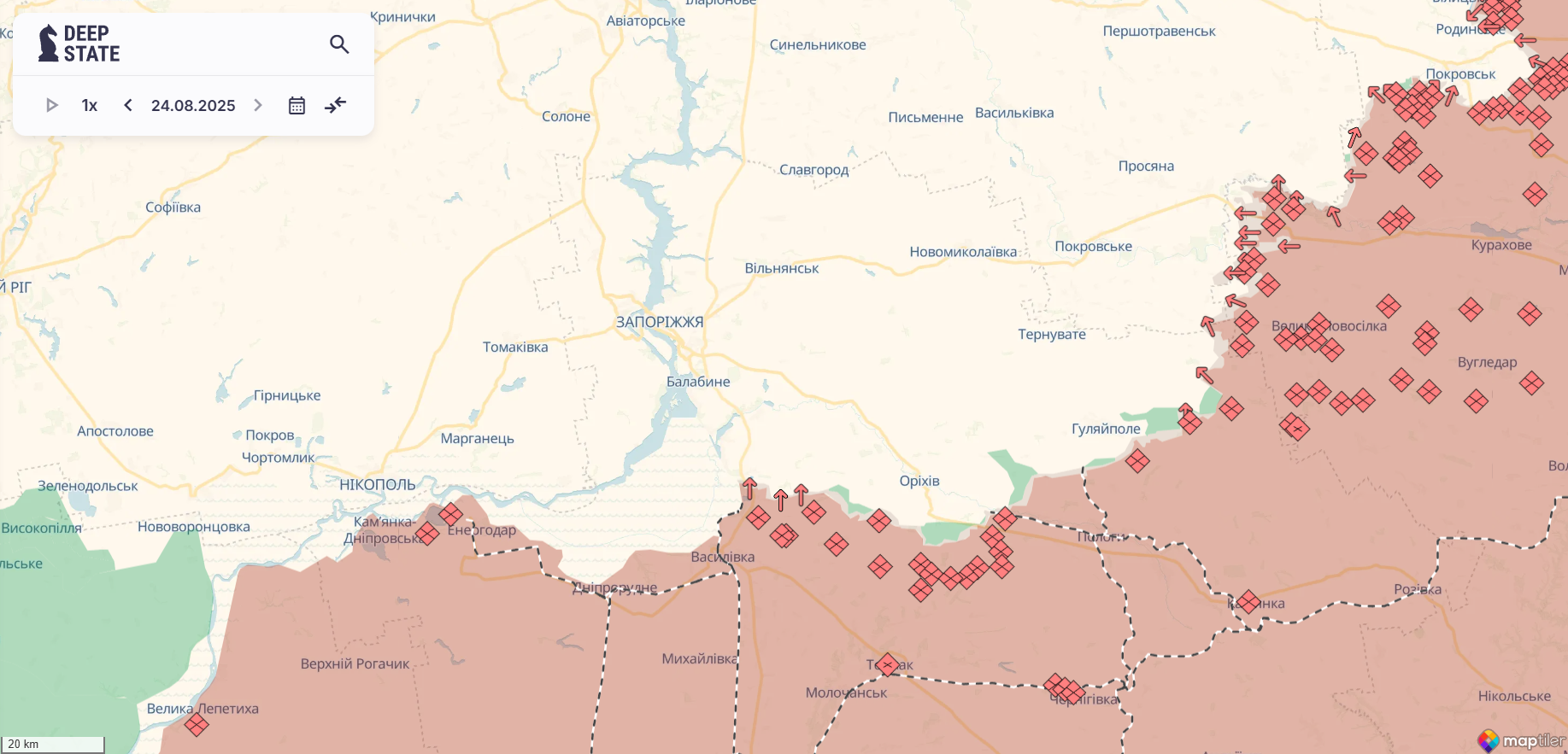 "Це дуже часто підхоплюють західні медіа": експерт оцінив, чи можуть окупанти піти на прорив на Запорізькому напрямку. Карта