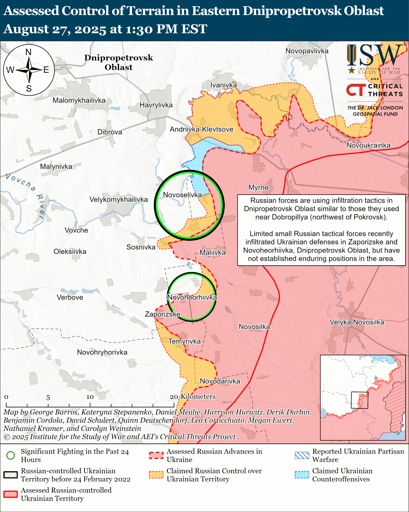Используют "тактику проникновения": в ISW объяснили, что стоит за "вылазками" оккупантов на Днепропетровщину. Карта