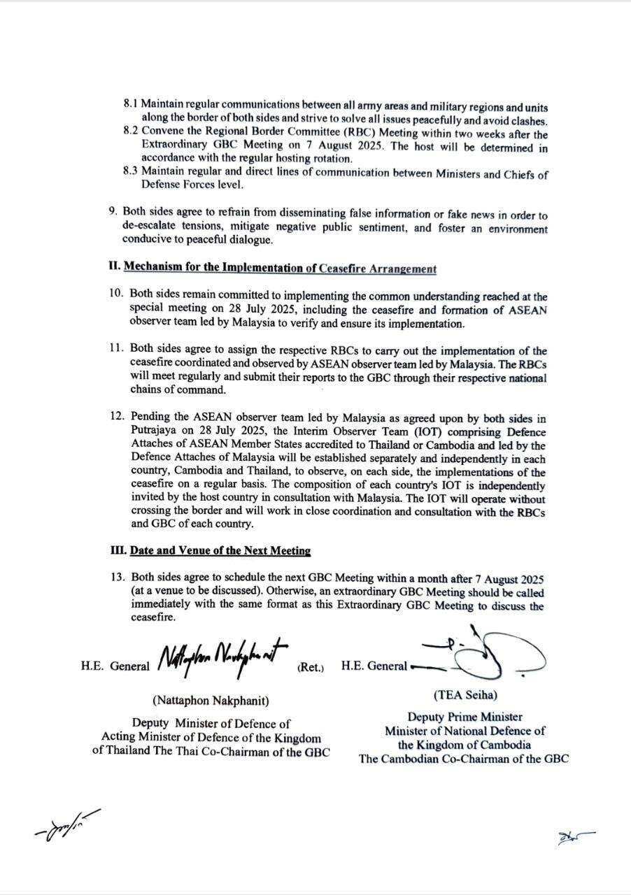 Таиланд и Камбоджа подписали новое соглашение о прекращении огня: что о нем известно