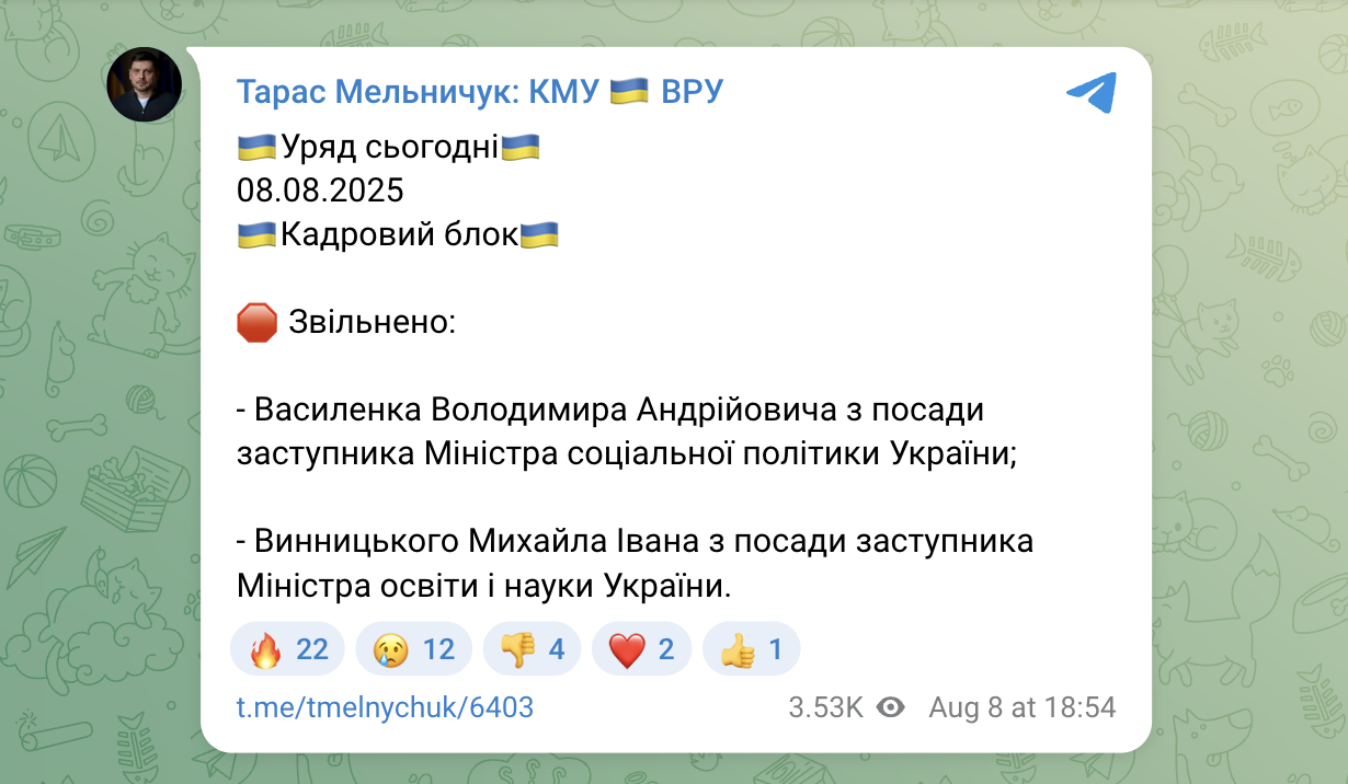 Кабмін звільнив заступників міністрів соціальної політики та освіти і науки: як вони відреагували