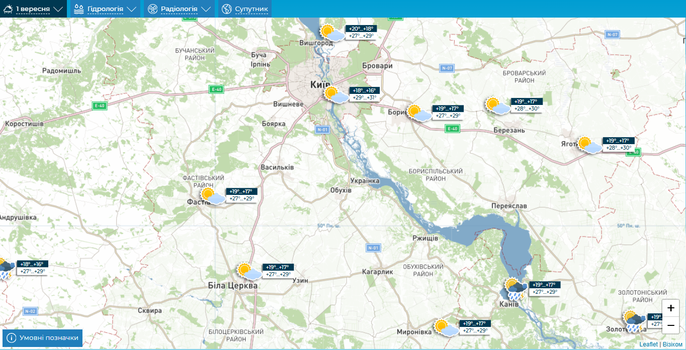 Без опадів та до +31°С: прогноз погоди по Київщині на 1 вересня