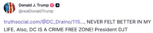 "Никогда в жизни не чувствовал себя лучше": Трамп ответил на спекуляции о своей смерти