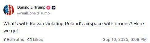 "Починаємо!" Трамп відреагував на порушення Росією повітряного простору Польщі
