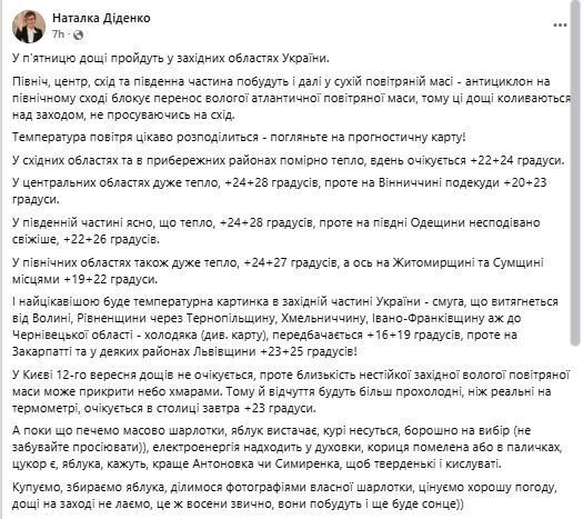Дожди накроют запад Украины: синоптик дала детальный прогноз на пятницу. Карта