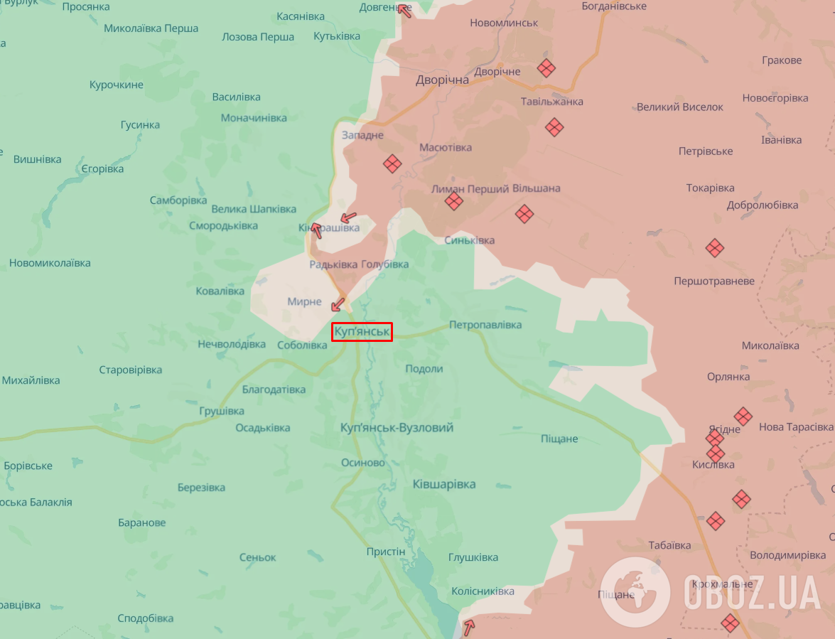 Окупантам вдалося зайти на північні околиці Куп'янська завдяки підземній газовій трубі: Федоренко розповів про ситуацію. Карта