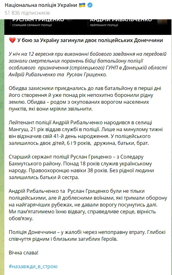 Мріяли звільнити рідну землю: на фронті загинули двоє поліцейських з Донеччини. Фото