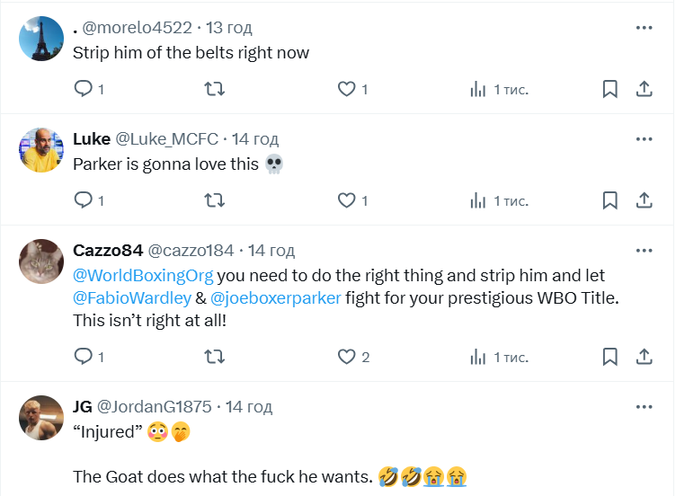 "Немедленно!" Усик разозлил фанатов, и они потребовали лишить украинца чемпионских поясов