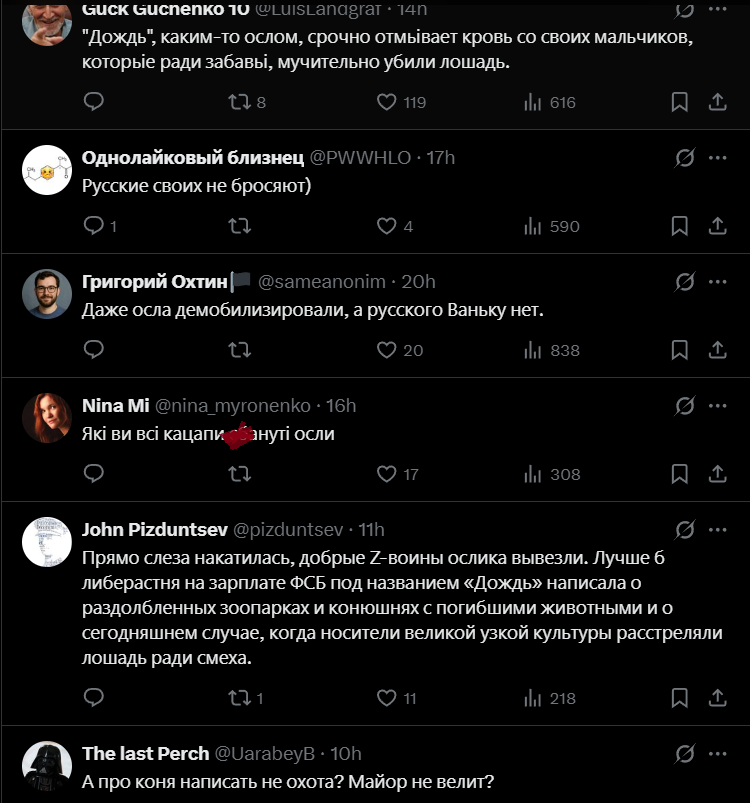 В России похвастались "демобилизацией" осла, но умолчали о жестоком убийстве: в сети указали на цинизм. Фото и видео