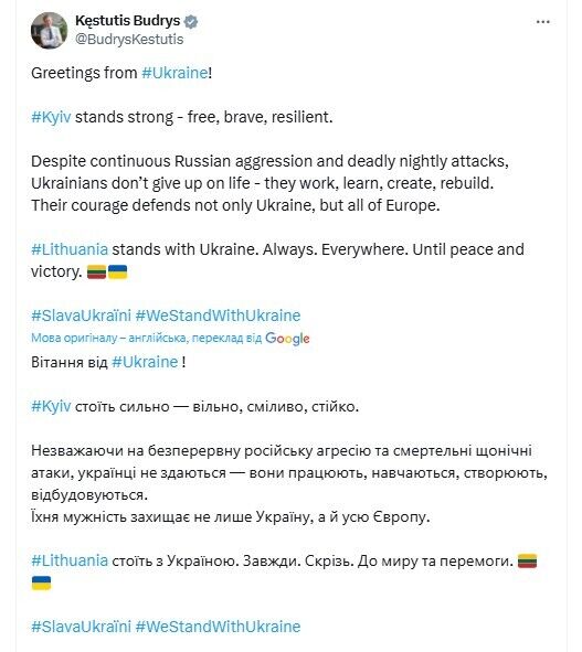 "Киев стоит": глава МИД Литвы прибыл с визитом в Украину и отметил мужество украинцев в борьбе с агрессором. Видео