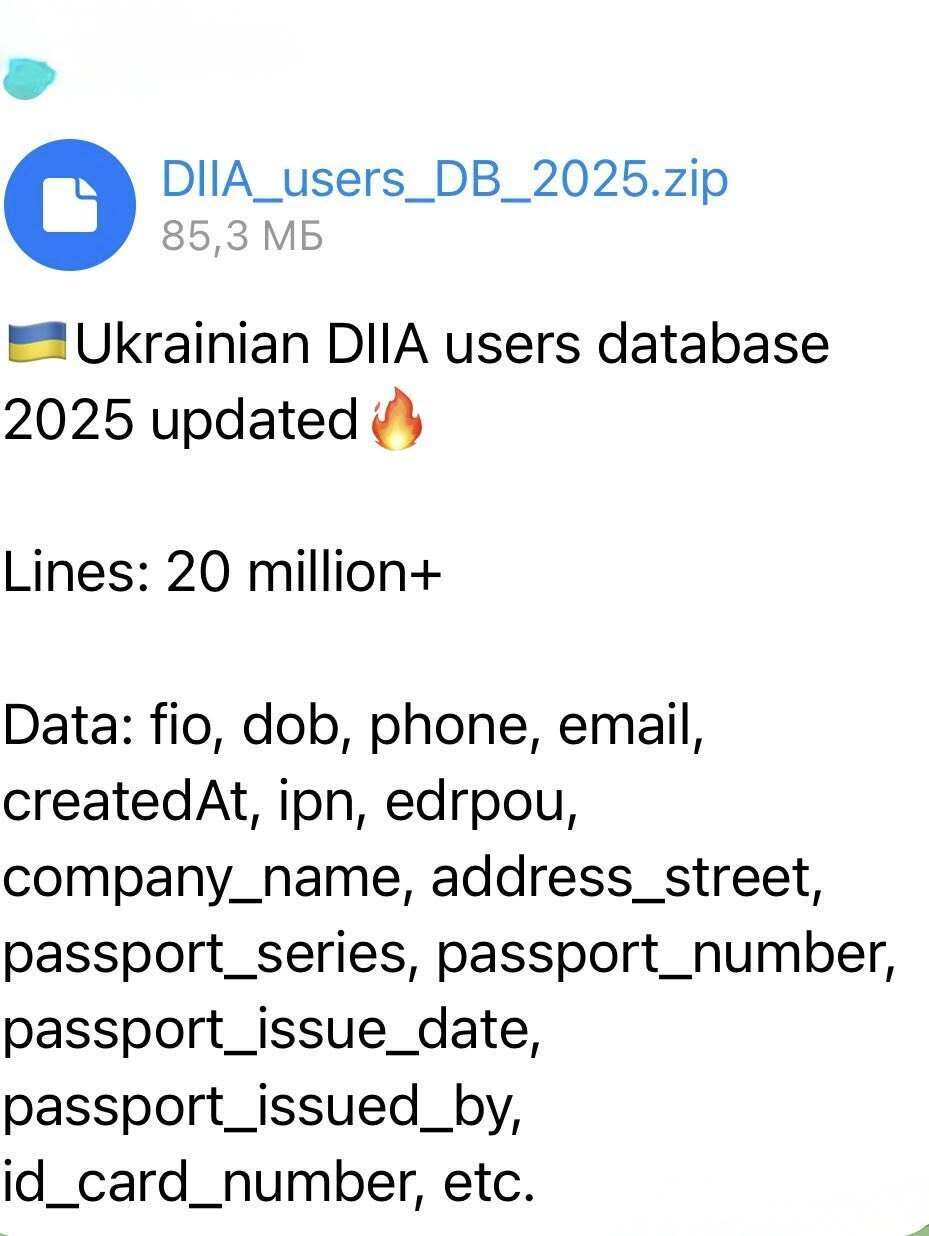 В мережі продають базу з даними 20 млн українців: в Мінцифри пояснили, чи зламали Дію