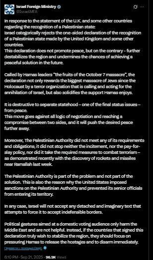 "Боротьба з силами зла": Нетаньягу різко відреагував на визнання Палестини низкою держав