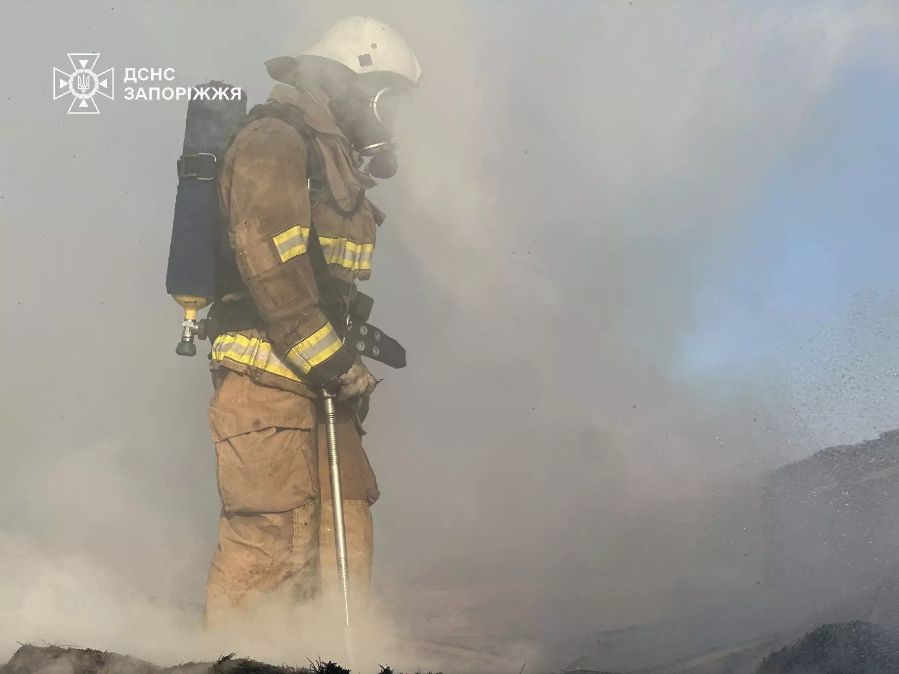 На Запоріжжі спалахнула масштабна пожежа на території кінного клубу. Фото