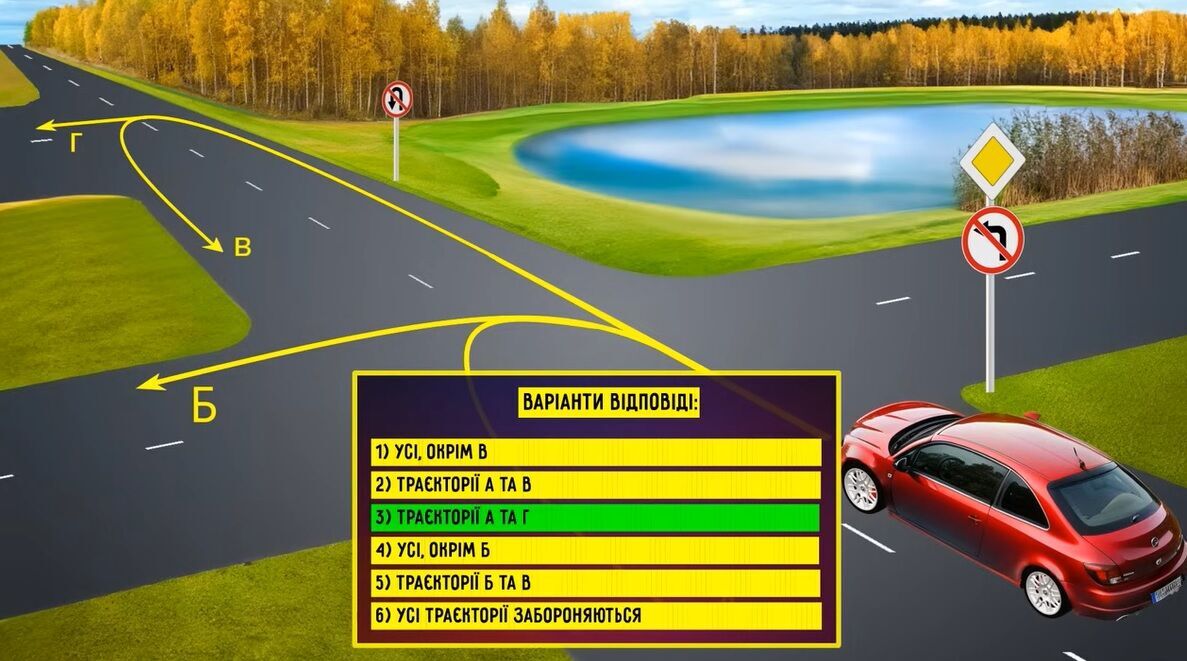 Яку траєкторію руху дозволено? Тест із ПДР