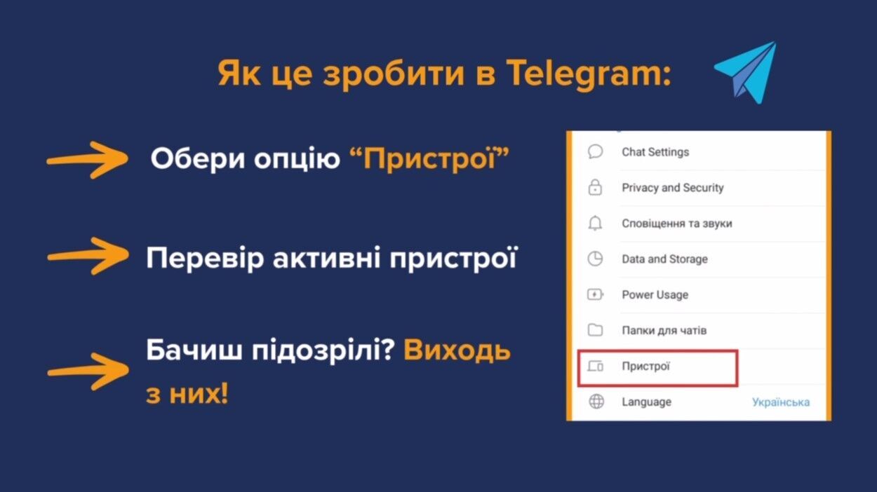 Як відключити несанкціоновані сеанси в Telegram.