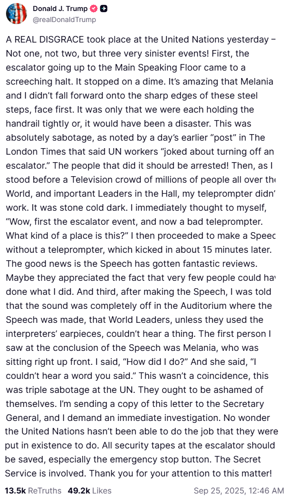 "Это не случайность": Трамп обвинил ООН в тройном саботаже