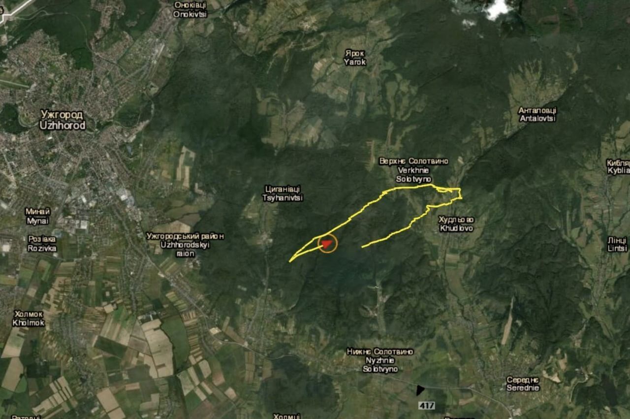 Над Закарпатьем дважды зафиксировали пролет венгерского дрона: в Генштабе ВСУ показали карту