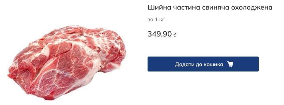 Вартість свинини в Metro