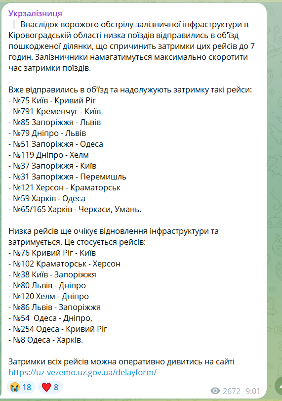 Як затримаються поїзди