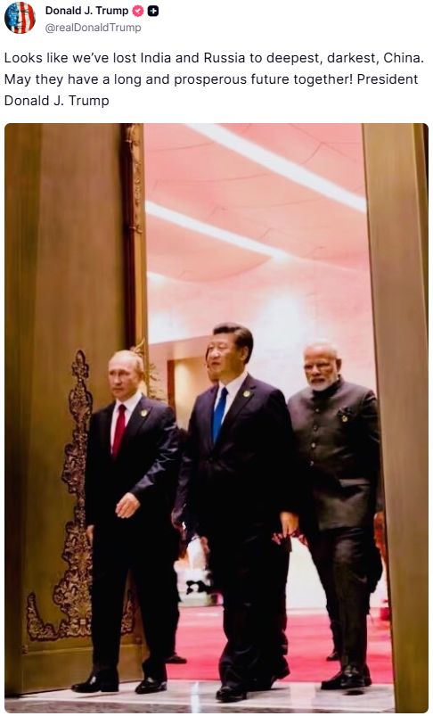 Трамп заявив про "втрату" Індії та Росії через зв'язки з Китаєм