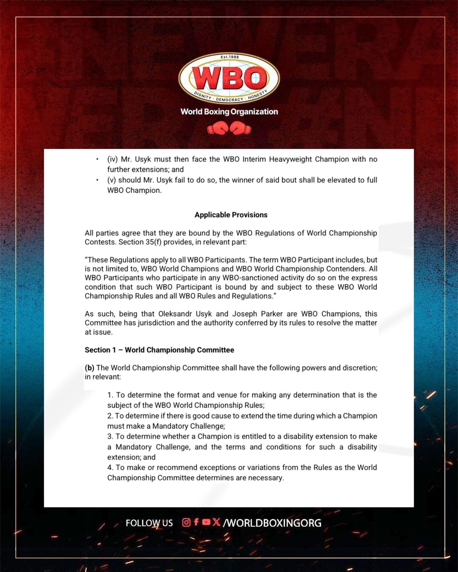 WBO опубликовала официальное решение по Усику и его титулу абсолютного чемпиона мира в супертяжелом весе