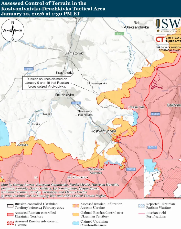 ISW: Силы обороны продвинулись на направлении Константиновка-Дружковка, враг активно атакует