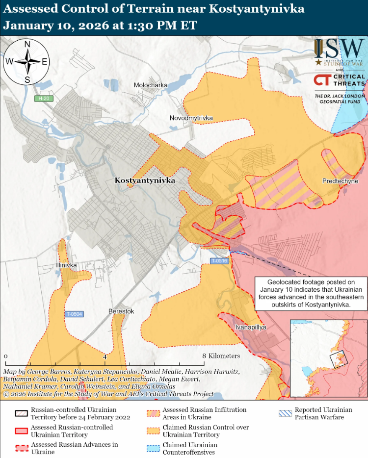 ISW: Силы обороны продвинулись на направлении Константиновка-Дружковка, враг активно атакует