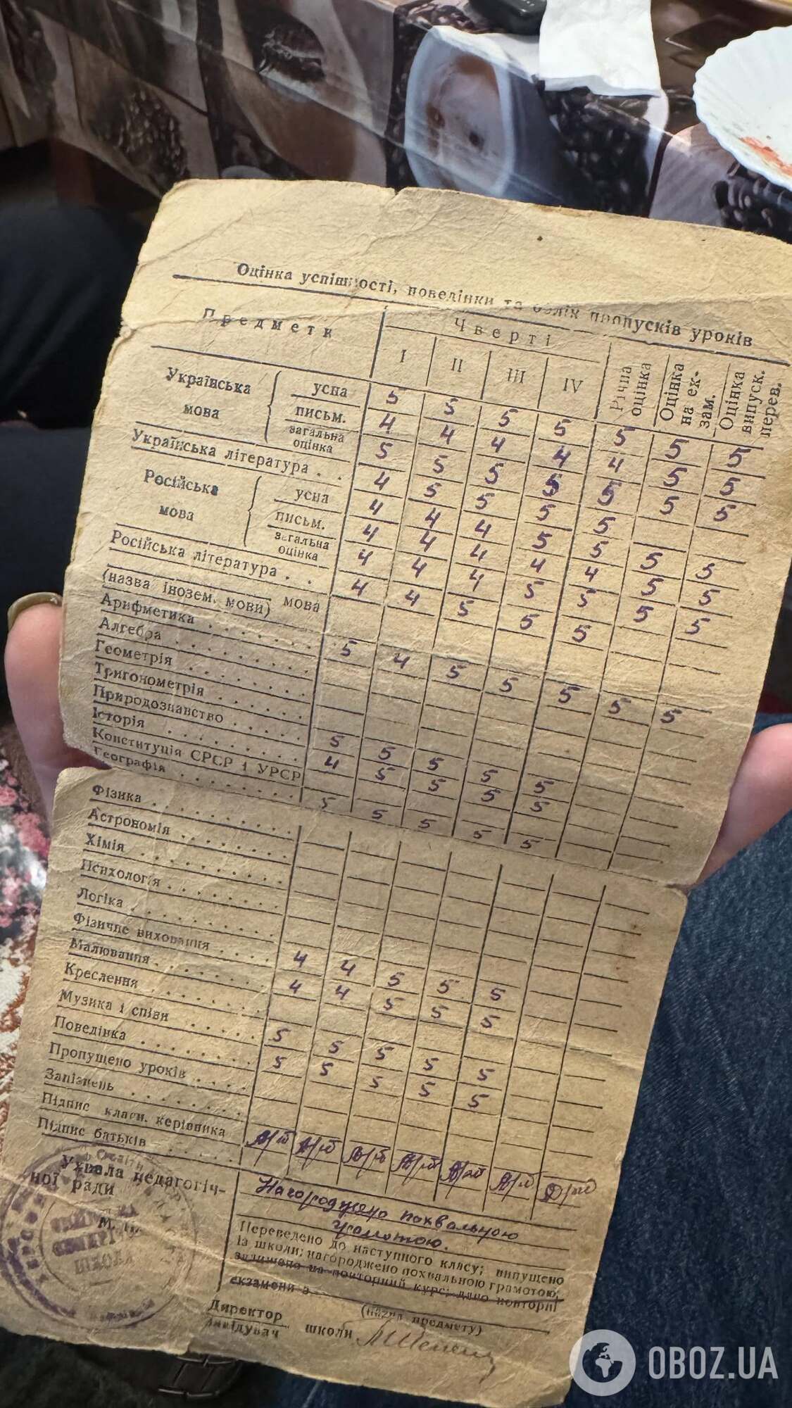Школьный табель 1951 года поразил сеть: все на украинском языке, а дизайн почти не изменился