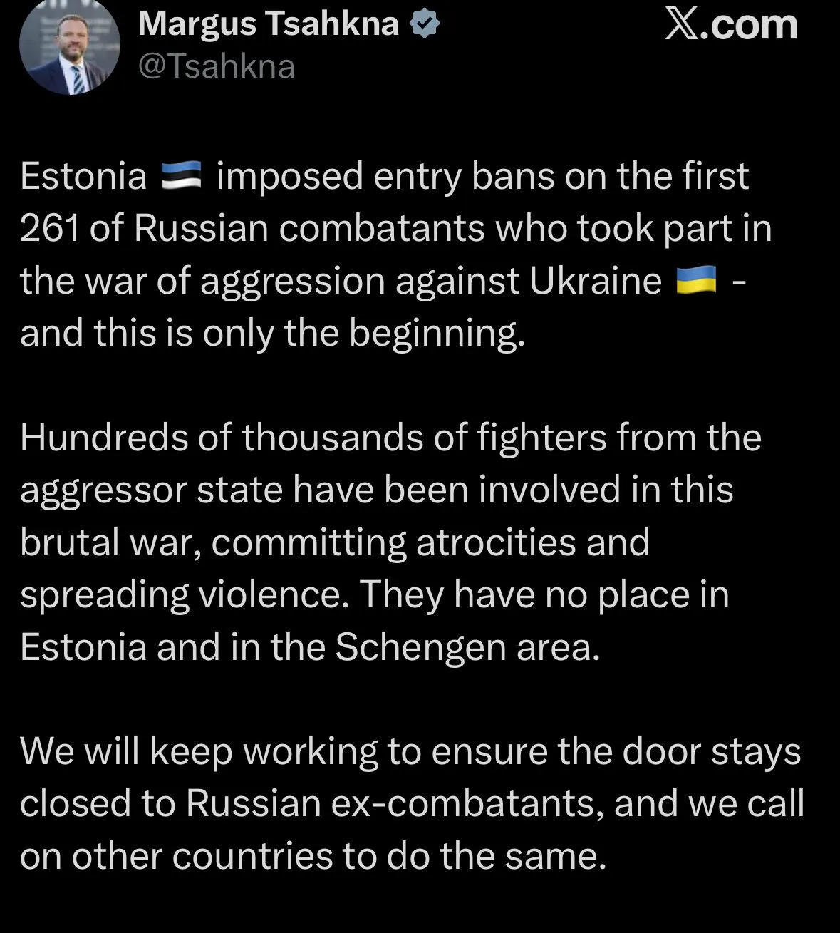 "Это только начало": Эстония запретила въезд сотням российских военных за участие в войне против Украины