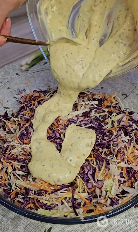 Смачний салат з білої та фіолетової капусти: заправляється майонезом