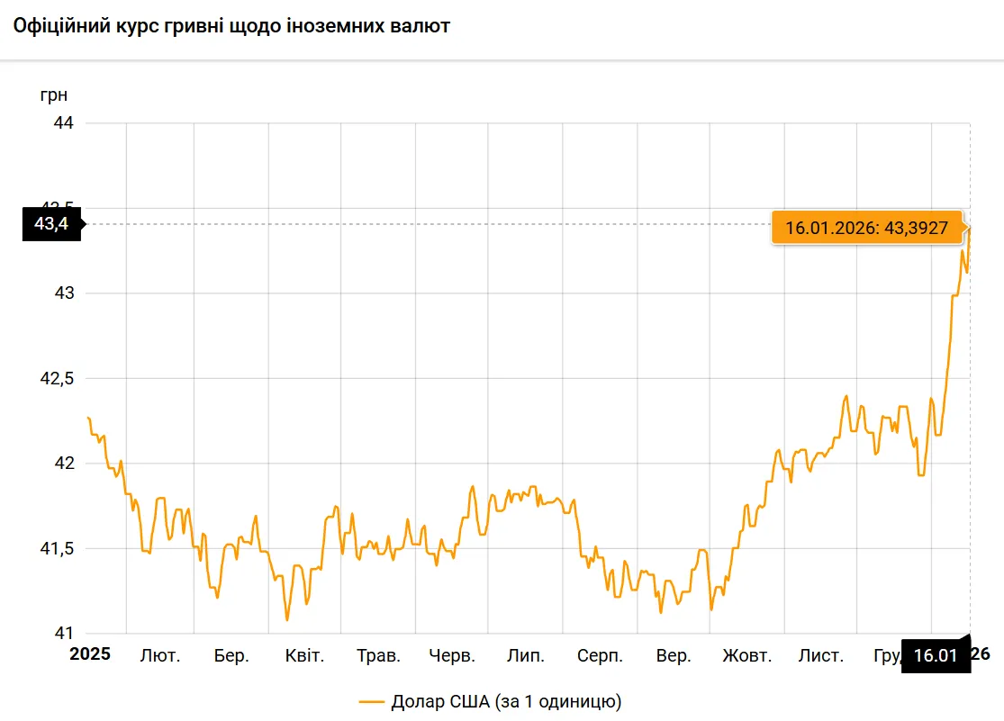 Курс долар-гривня за рік