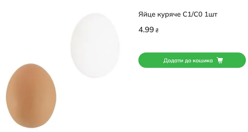 Ціни на яйця в Novus