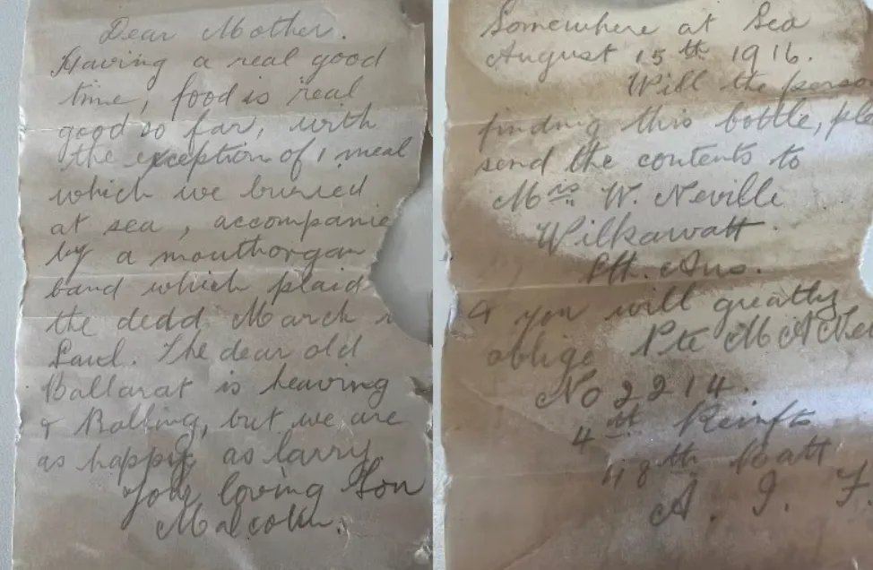 На пляже нашли бутылку с посланиями солдат Первой мировой, написанными более 100 лет назад